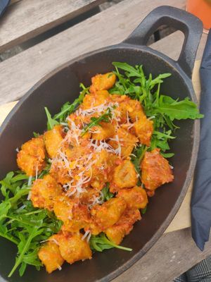 Sweet potato gnocchi at Veganika in Ljubljana