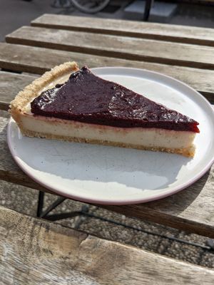 Blueberry tart at Veganika in Ljubljana