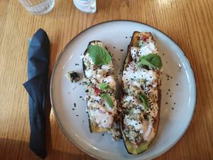 Daily dish (cous cous with mint, vegetables and vegan tzatziki) at Veganika in Ljubljana