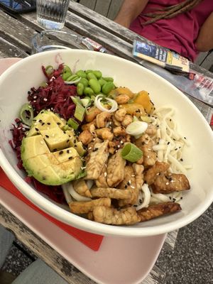 Udon with tempeh  at Veganika in Ljubljana