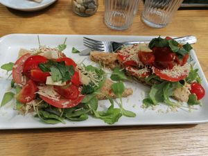 Sandwich with artichoke spread at Veganika in Ljubljana