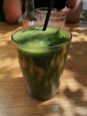 Green smoothie at Veganika in Ljubljana