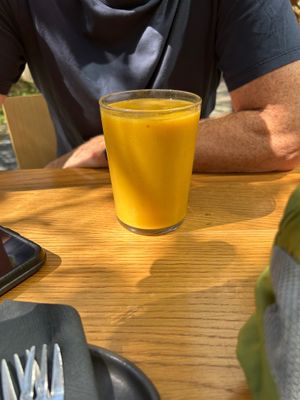 mango smoothie at Veganika in Ljubljana