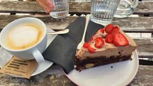 Strawberry Chocolate cake at Veganika in Ljubljana