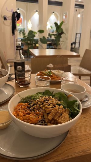 SOBA 103 and ZLATKA (sweet potato fries)  at Veganika in Ljubljana