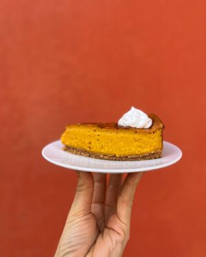 Pumpkin spice “cheesecake”! at Veganika in Ljubljana