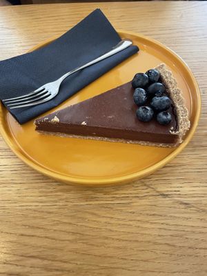 Choclate tarte  at Veganika in Ljubljana