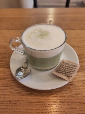 Matcha latte at Veganika in Ljubljana