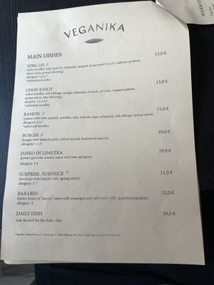 menu 4  at Veganika in Ljubljana