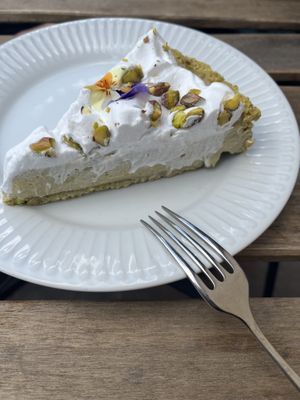 pistachio pie  at Veganika in Ljubljana