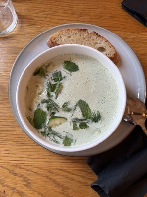 cold cucumber soup, the best i’ve had since i was a child  at Veganika in Ljubljana