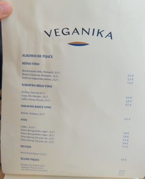 Menu at Veganika in Ljubljana