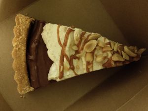 Peanut butter and chocolate tart at Veganika in Ljubljana