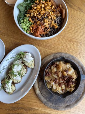 potatoes with cream cheese, homemade pickled cabbage and soba noodles   at Veganika in Ljubljana