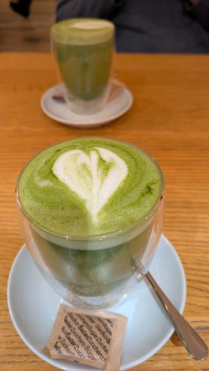 Wonderful Macha Latte at Veganika in Ljubljana
