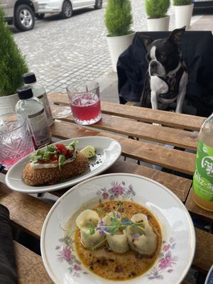 Gyoza (right) and bao (left)  at Veganika in Ljubljana