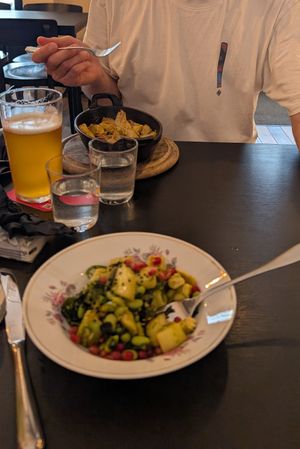Very tasty artichokes + Salat as starter at Veganika in Ljubljana