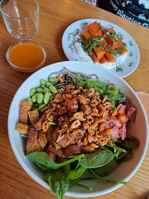Main Dish: Soba Noodle Bowl at Veganika in Ljubljana