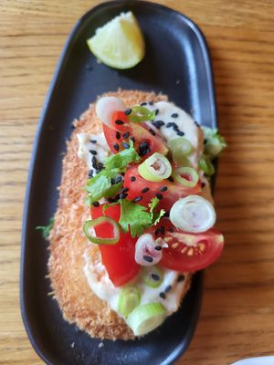 Bun filled with Thai Curry at Veganika in Ljubljana