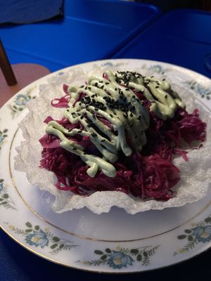 Delicious red cabbage very well marinated   at Veganika in Ljubljana