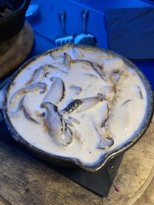 Polenta with shitake creamm  at Veganika in Ljubljana