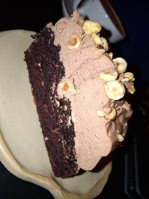 Chocolate cake at Veganika in Ljubljana