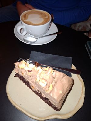 Cake and coffee at Veganika in Ljubljana