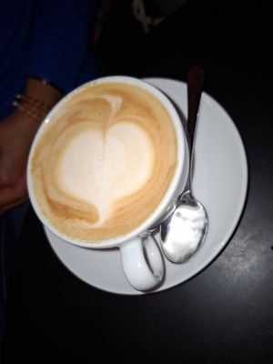 Coffee with oat milk at Veganika in Ljubljana