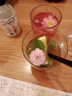 Homemade icetea and kombucha at Veganika in Ljubljana