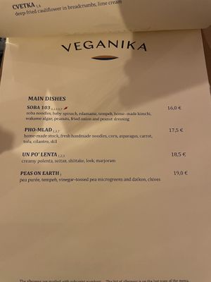 Menu as of April 2026 (part 2)  at Veganika in Ljubljana