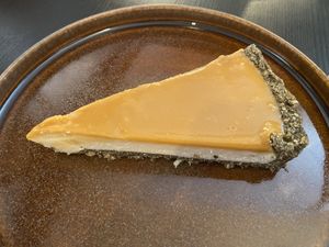 Black sesame miso caramel tart  at Veganika in Ljubljana