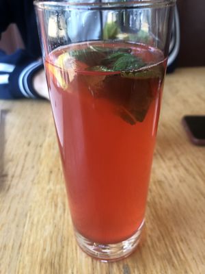 Raspberry lemonade  at Veganika in Ljubljana