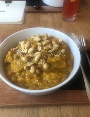 sweet potato and chickpea curry at Veganika in Ljubljana