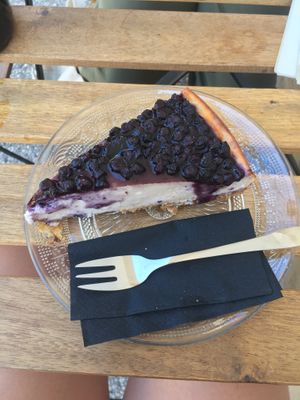 blueberry cheesecake, it keeps getting better every time i try it at Veganika in Ljubljana