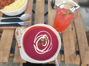 Rote Beete Suppe 😋 at Veganika in Ljubljana