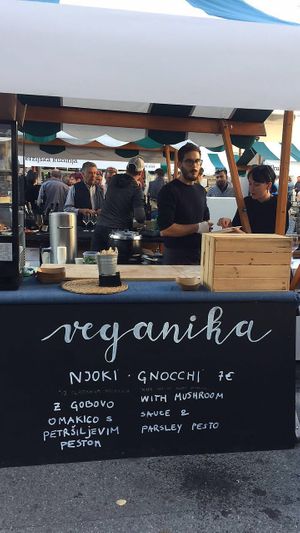 The food fair stand at Veganika in Ljubljana