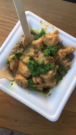 Gnocchi with mushroom & pesto  at Veganika in Ljubljana