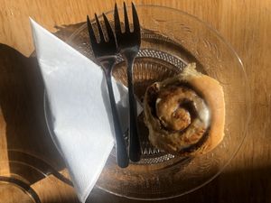 cinnamon bun at Veganika in Ljubljana