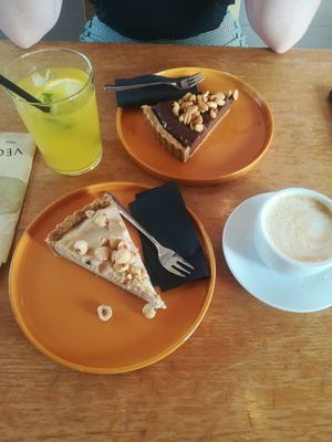 Hazelnut and chocolate pie at Veganika in Ljubljana