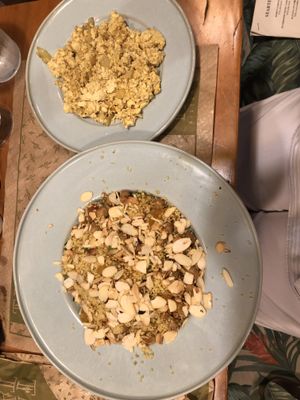 Bobo with mushrooms, side of curried tofu at Tita Bistro in Rio De Janeiro