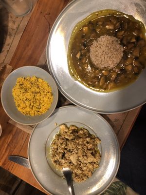 Bolo with mushrooms, and side of curried tofu at Tita Bistro in Rio De Janeiro