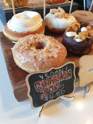 Vegan cinnamon roll donut at The Salty Donut in Miami