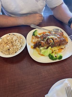 Vegan duck and rice  at Garden Fresh in Mountain View