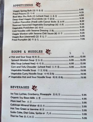 Appetizers, soups, noodles, beverages at Garden Fresh in Mountain View