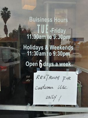 Hours at Garden Fresh in Mountain View