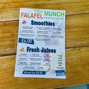 Menu Drink  at Vegan Munch in Birmingham