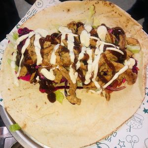 Chicken shawarma wrap at Vegan Munch in Birmingham
