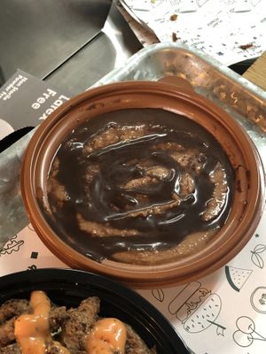 Chocolate hummus. It’s a bit like Marmite, you either love or hate it! at Vegan Munch in Birmingham