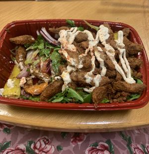 Vegan Shawarma Salad box with garlic mayo at Vegan Munch in Birmingham