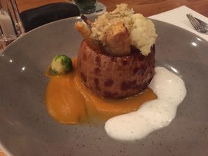 Main vegan dish: filled pumpkin at Badhotel in Rockanje